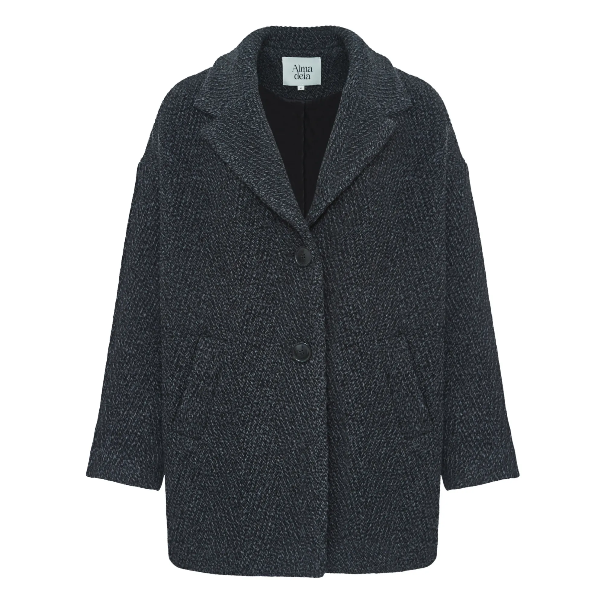 Alma Deia Heather Grey Short Coat In Recycled Wool