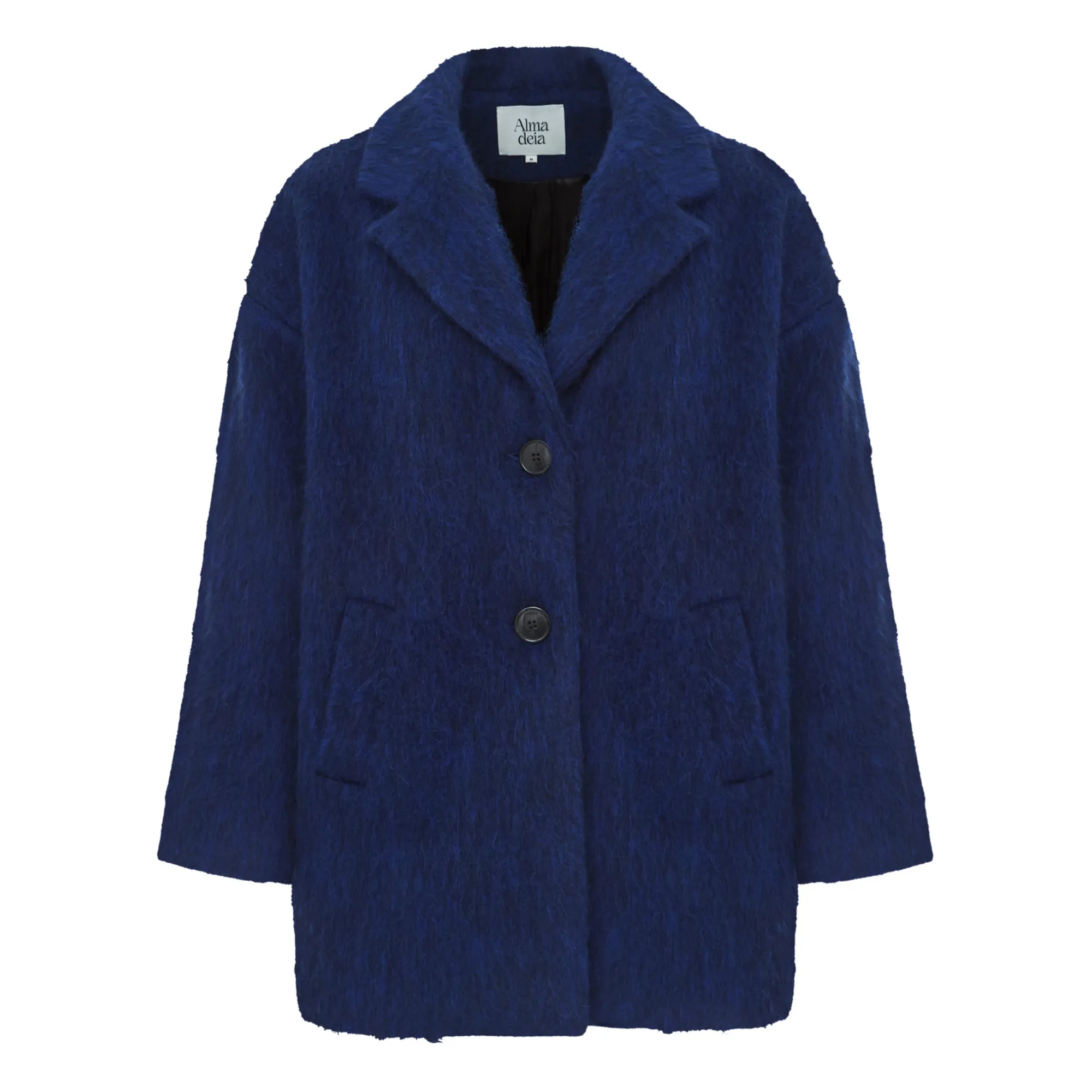 Alma Deia Electric Blue Short Coat In Recycled Wool