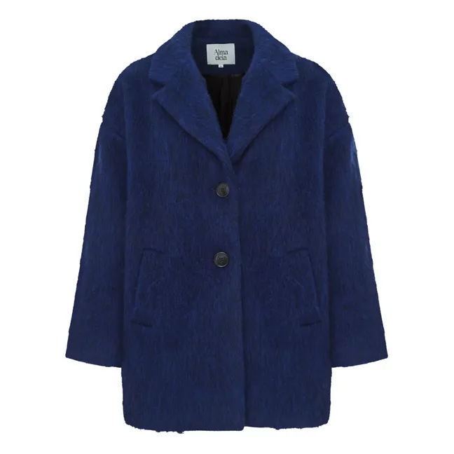 Abrigo corto de lana reciclada | Azul eléctrico