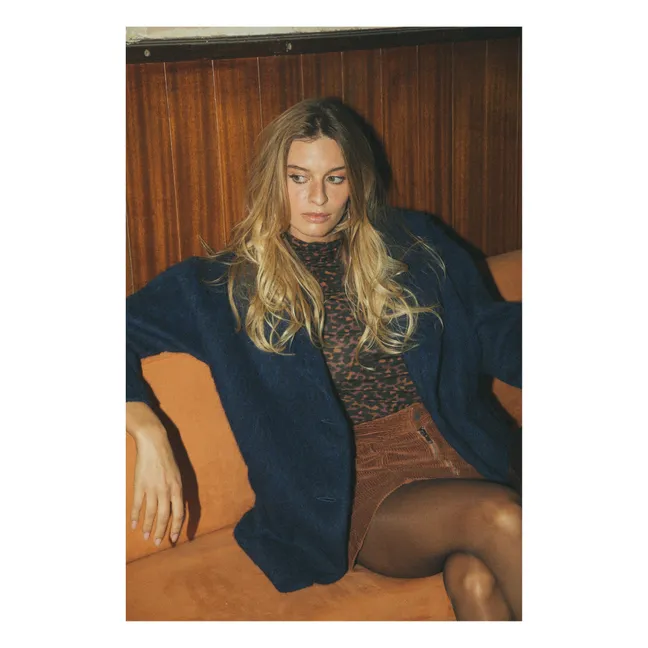 Abrigo corto de lana reciclada | Azul eléctrico