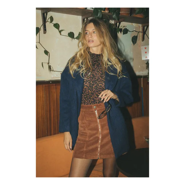 Abrigo corto de lana reciclada | Azul eléctrico