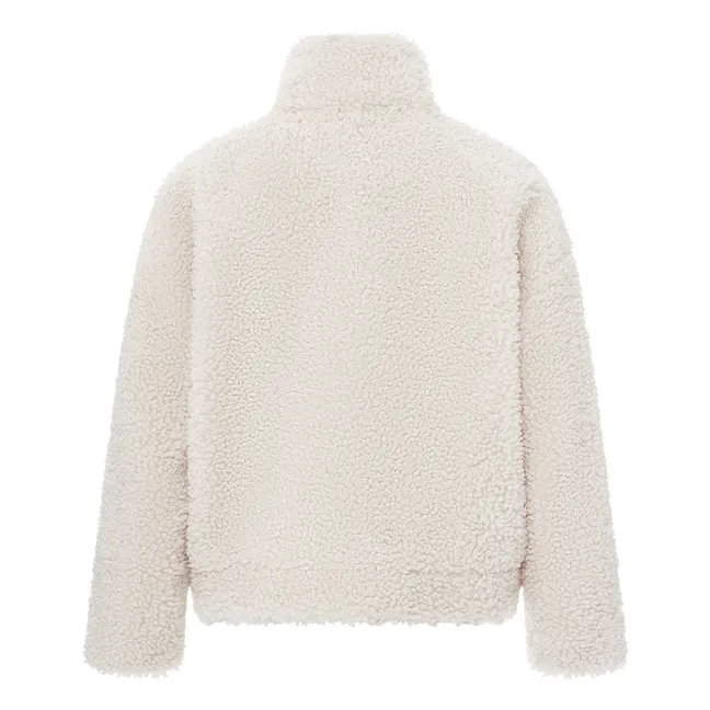 Chaqueta abotonada de sherpa boxy | Blanco Roto