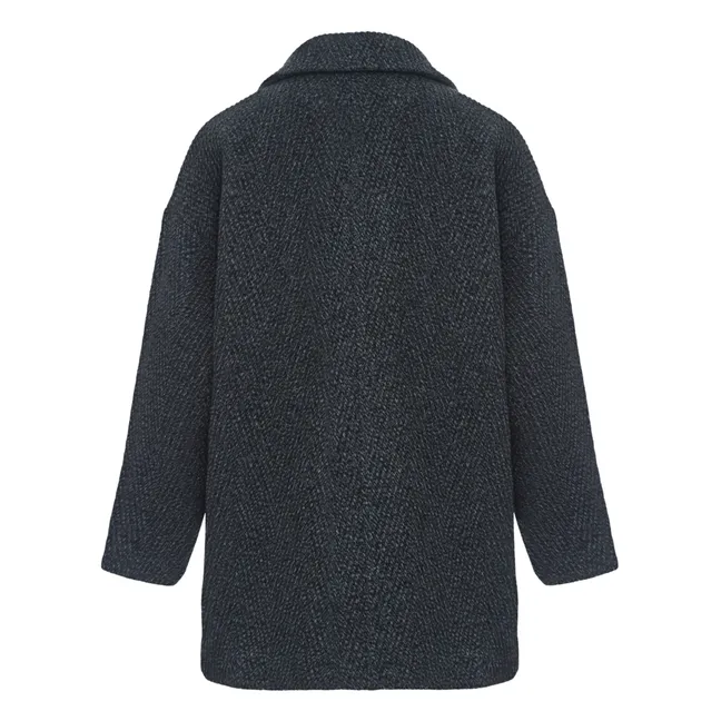 Abrigo corto de lana reciclada | Gris Jaspeado