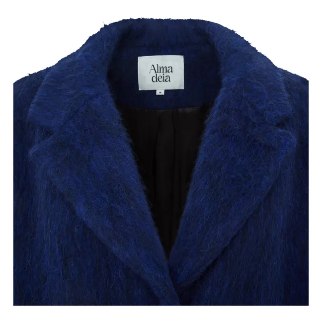 Abrigo corto de lana reciclada | Azul eléctrico