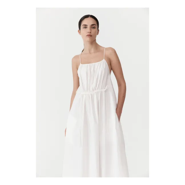 Relaxed Drawstring Dress | White