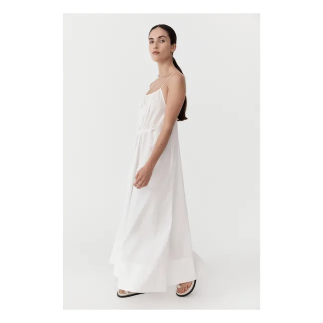 Relaxed Drawstring Dress | White