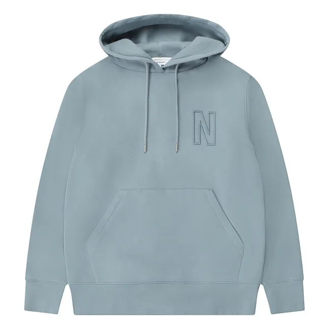 Sudadera con capucha de algodón orgánico Arne N Logo | Azul