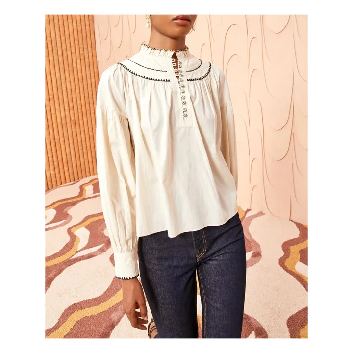 Blusa Lennie de popelina de algodón | Marfil- Imagen del producto n°0