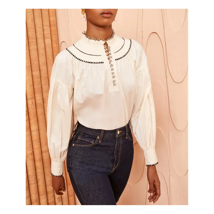 Blusa Lennie de popelina de algodón | Marfil- Imagen del producto n°1
