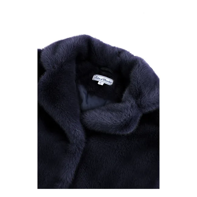 Cappotto in finta pelliccia | Blu marino