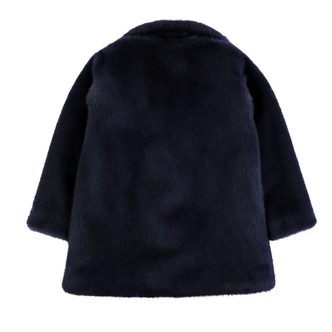 Faux Fur Coat | Navy blue
