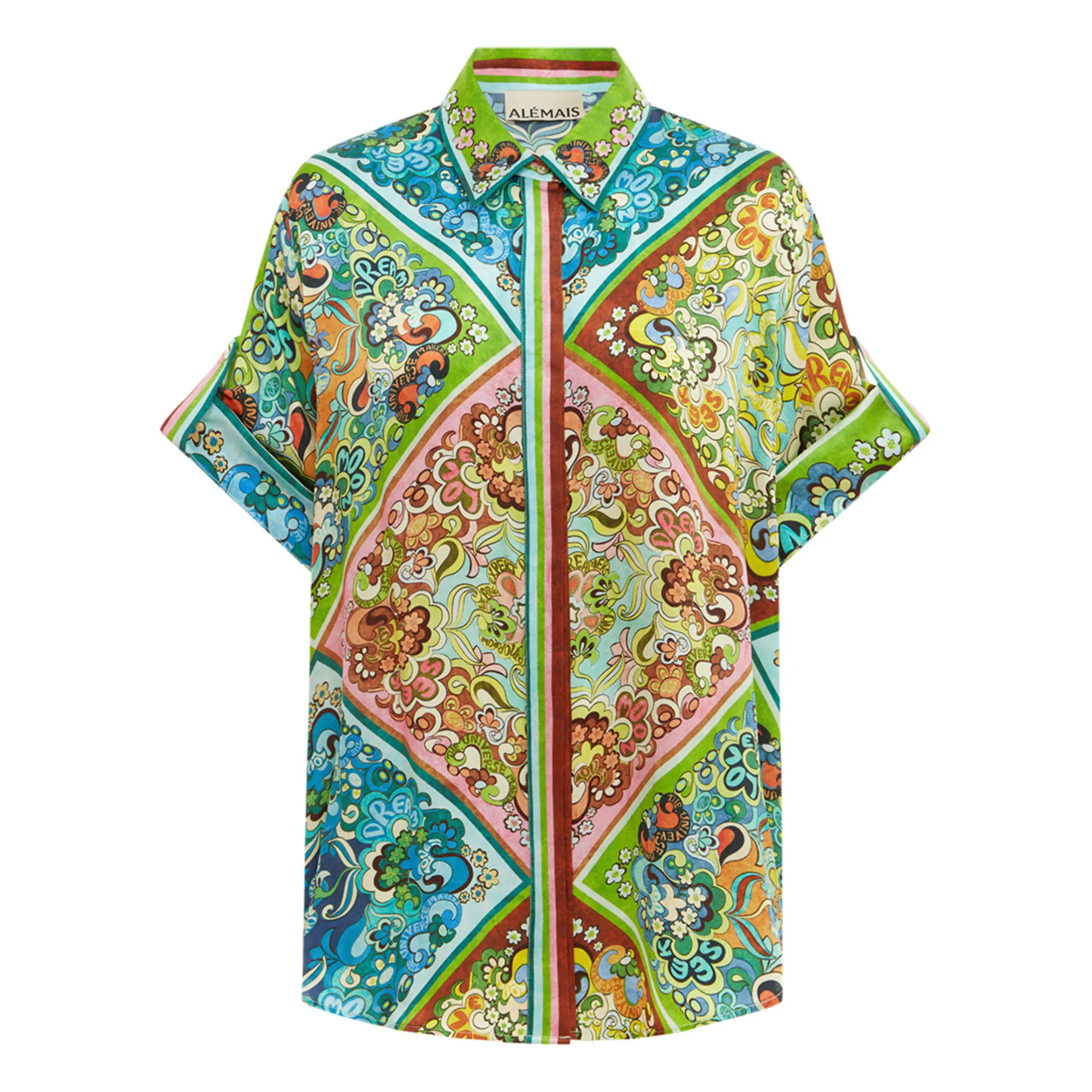 Alémais Green Dreamer Silk Satin Shirt
