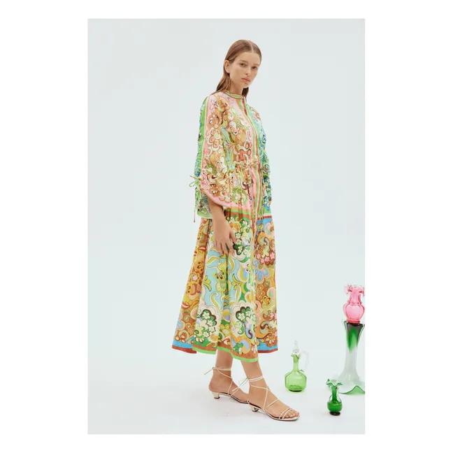Dreamer Kleid mit Gürtel aus Bio-Baumwollpopeline | Grün