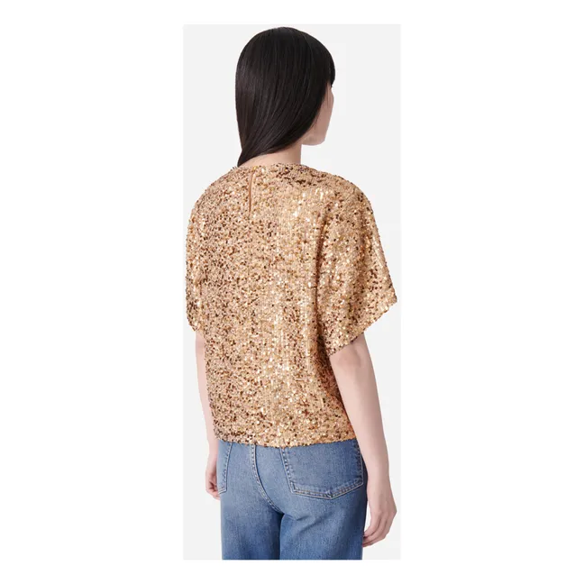 Sequined Bolero T-shirt | Golden brown