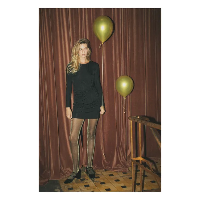 Vestido corto Rib Tie | Negro