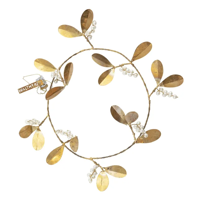 Decorative Hanging Wreath with Mistletoe | Gold