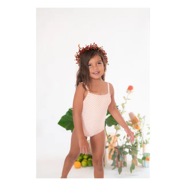 Maillot 1 Pièce Mara Rayé | Corail