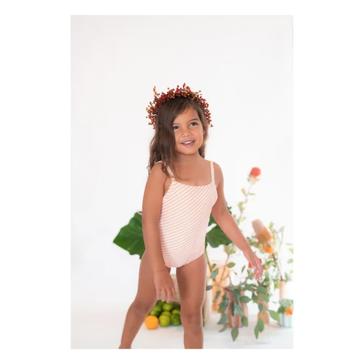 Traje de baño de una pieza a rayas Mara | Coral- Imagen del producto n°1