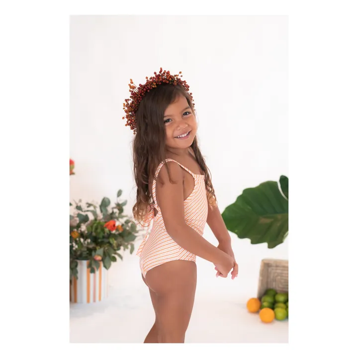Maillot 1 Pièce Mara Rayé | Corail- Image produit n°5
