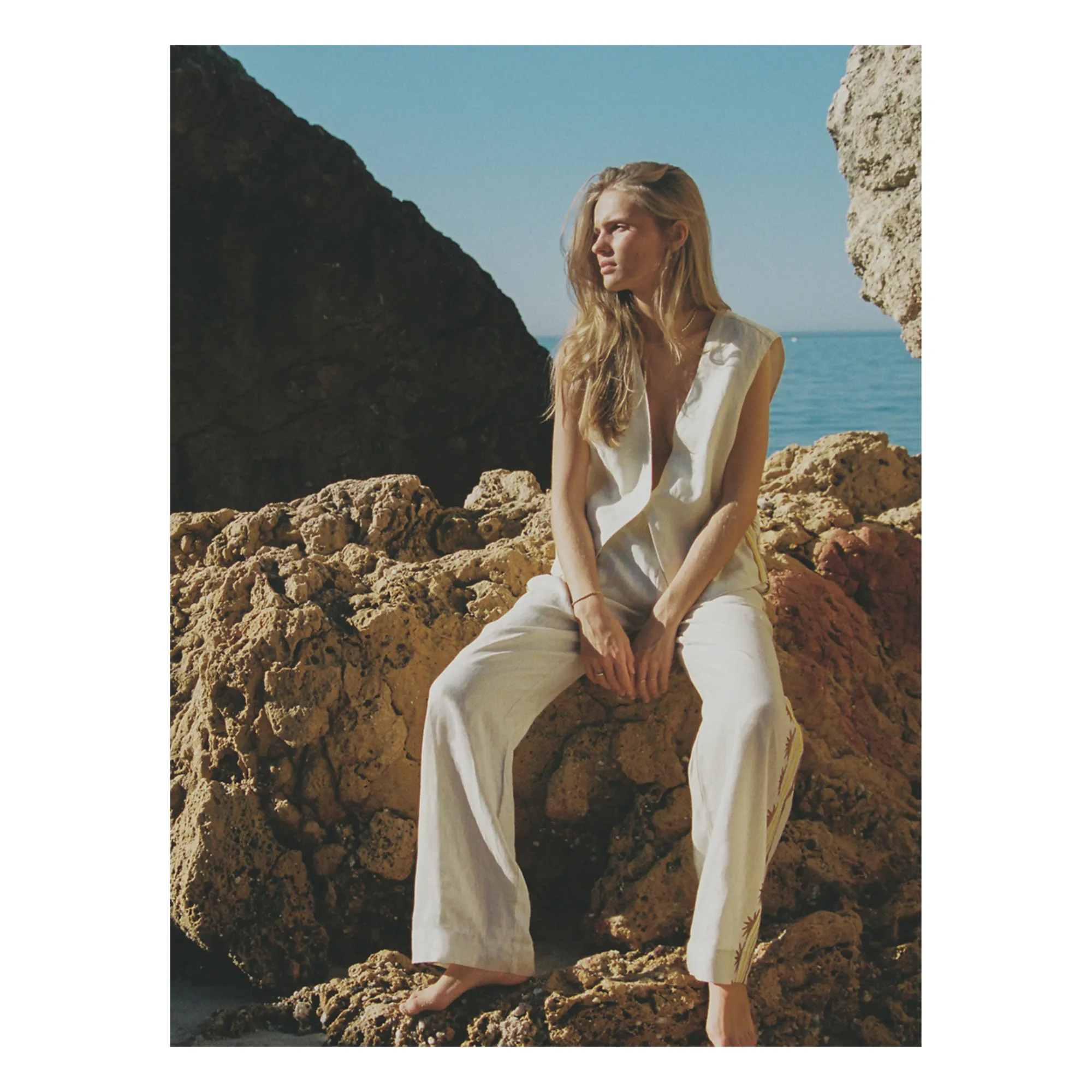 Pantalon Celine Broderies Lin | Ecru- Image produit n°5