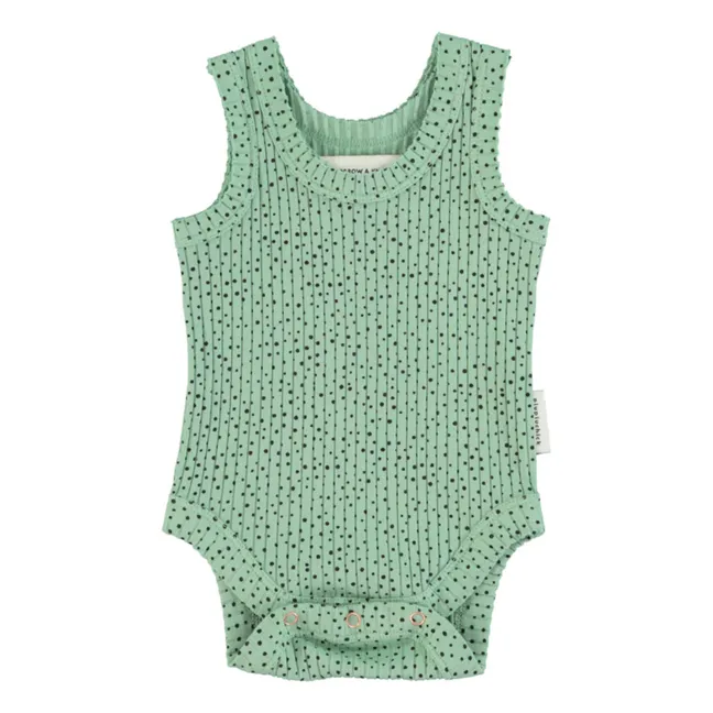 Ribbed Organic Cotton Sleeveless Bodysuit | Green