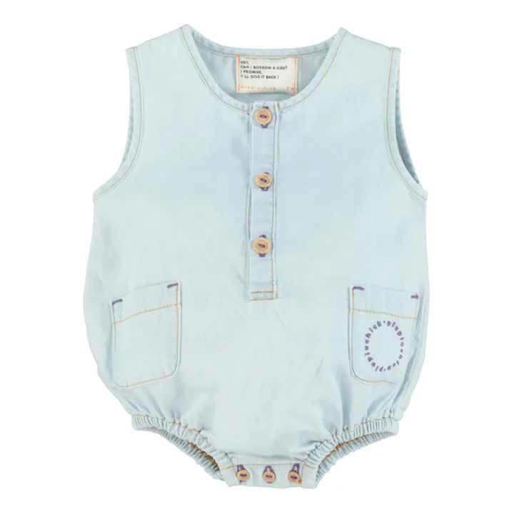 Barboteuse Chambray | Bleu Clair- Image produit n°0