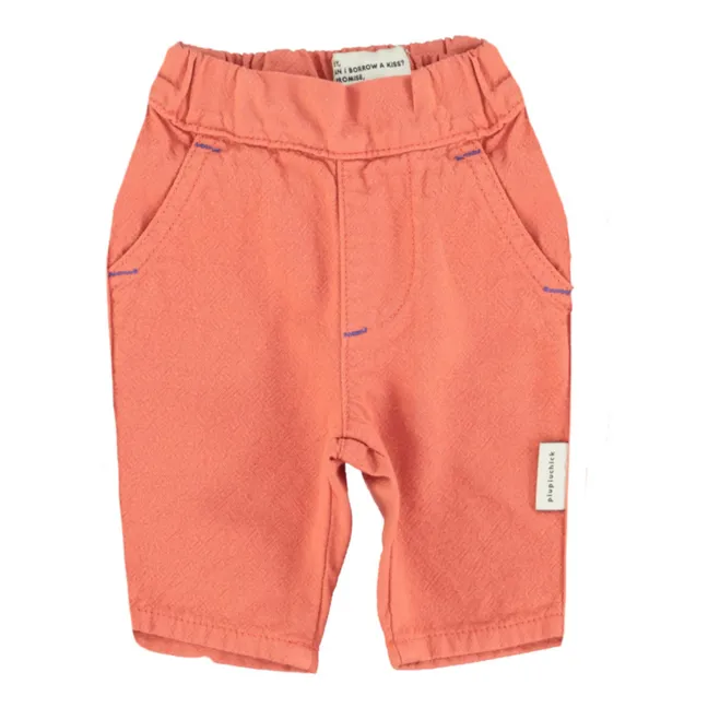 Baby organic cotton trousers | Coral