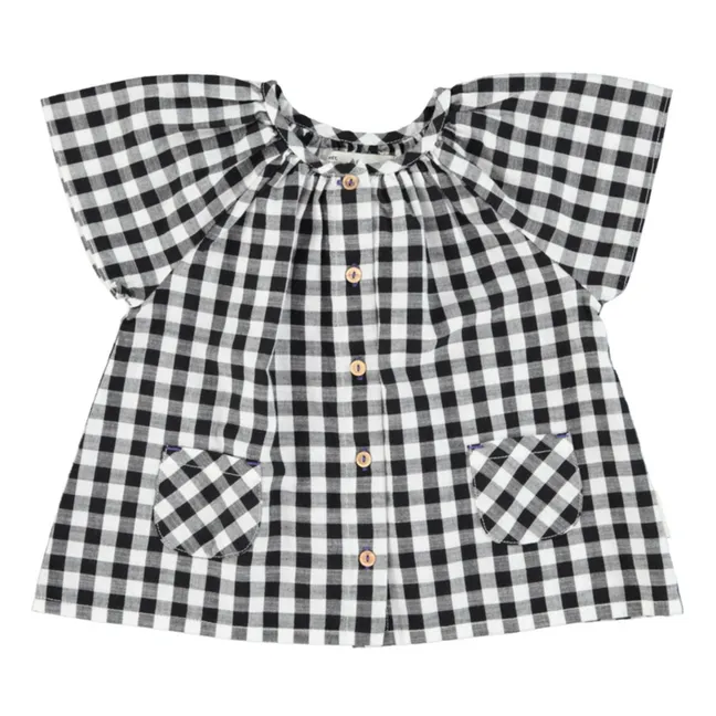 Vichy organic cotton blouse | Black