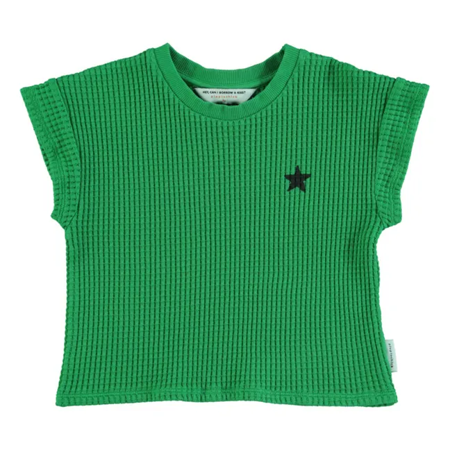T-Shirt Gaufré Logo Coton Bio | Vert
