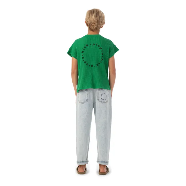 Camiseta con logotipo de algodón orgánico en relieve | Verde