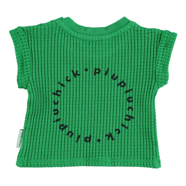 T-Shirt Gaufré Logo Coton Bio | Vert