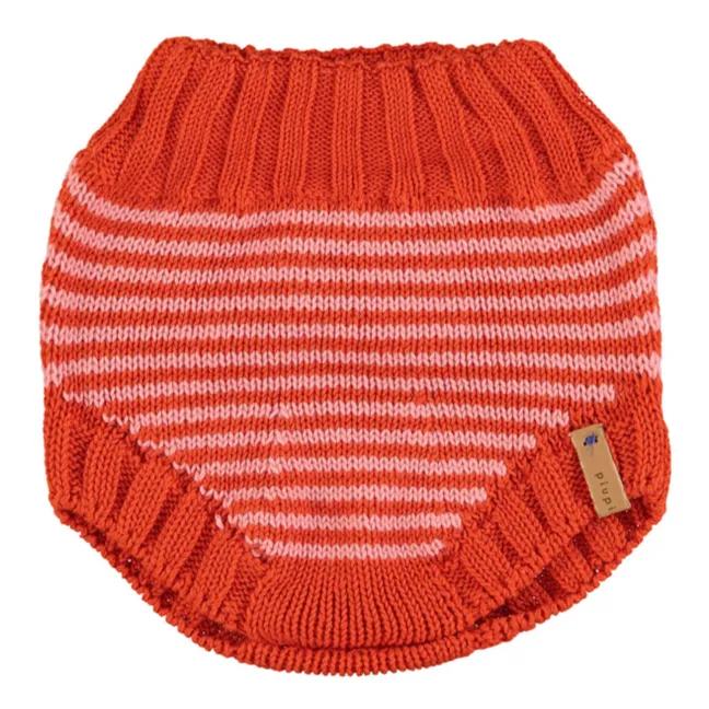 Organic Cotton Stripe Knitted Bloomer | Red