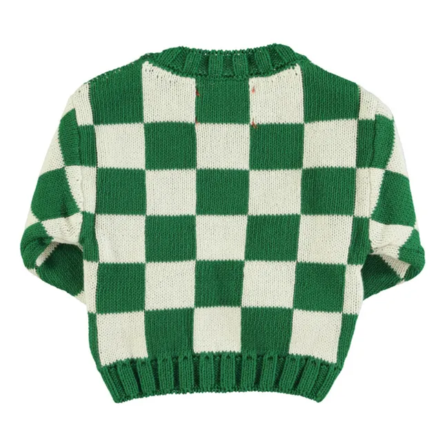 Organic Cotton Check Sweater | Green