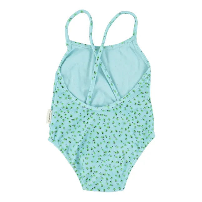 Organic Cotton Flower Towelling Swimsuit | Light blue