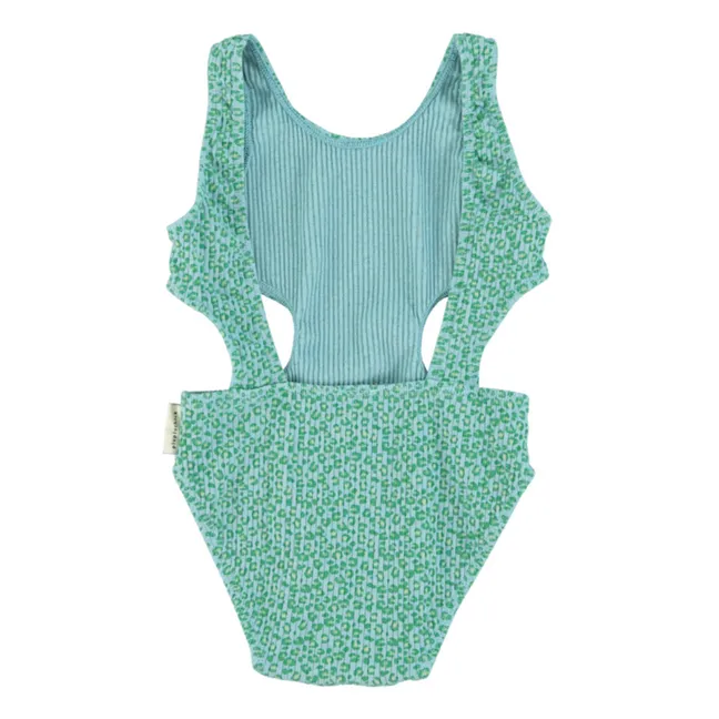 Leoparden-Badeanzug aus recyceltem Material | Blau