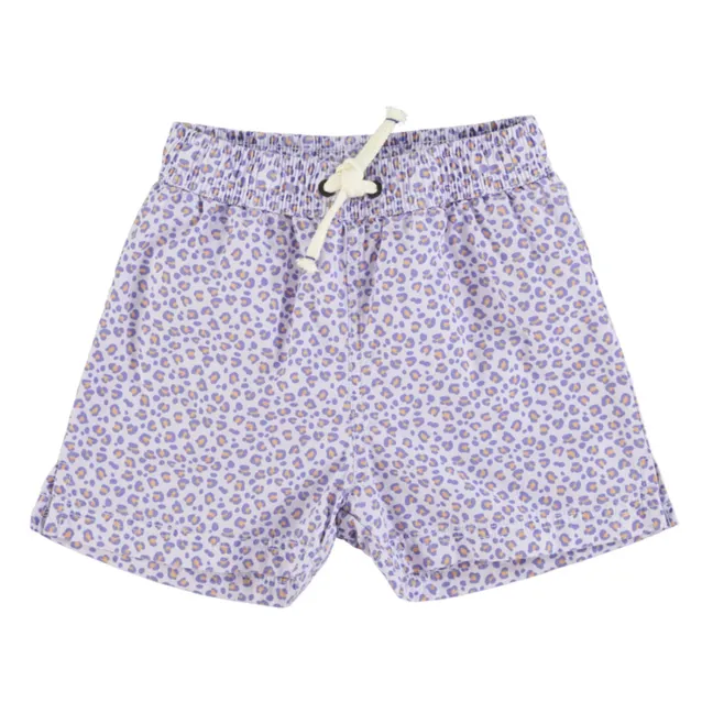 Badeshorts mit Leopardenmuster aus recyceltem Material | Lavendel