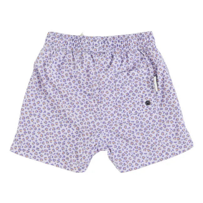 Badeshorts mit Leopardenmuster aus recyceltem Material | Lavendel