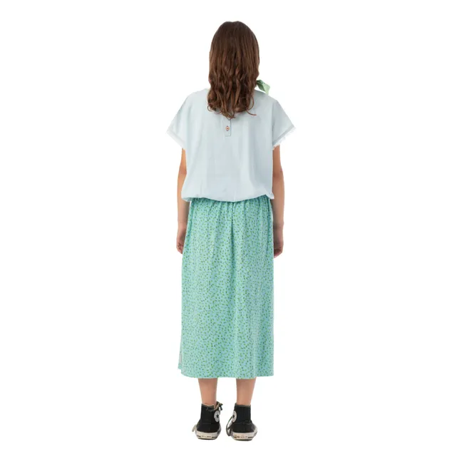 Organic Cotton Flower Terry Skirt | Blue
