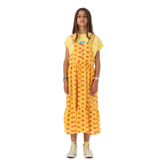 Kleid Lips Gaze aus Bio-Baumwolle | Gelb