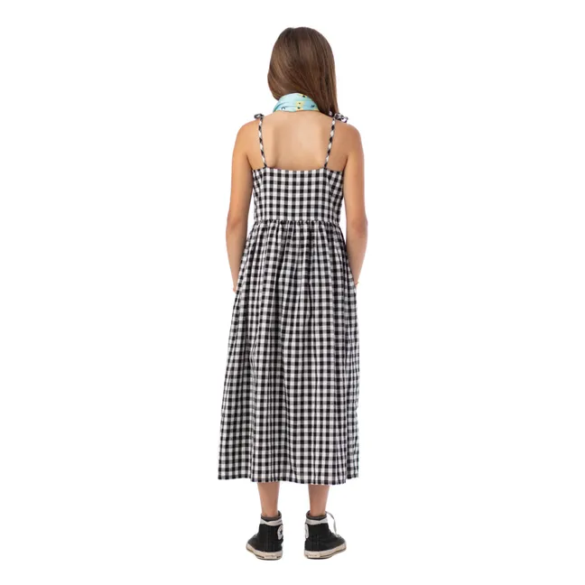 Vichy-Kleid aus Bio-Baumwolle | Schwarz