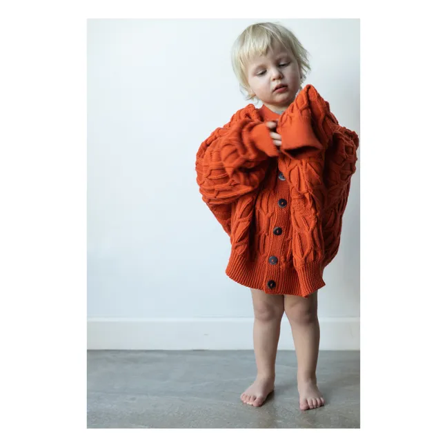 Flo Reversible Merino Wool Cardigan | Orange