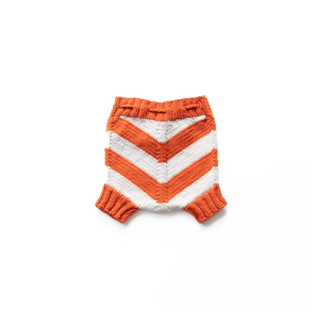 Jef Merino Wool Striped Shorts | Orange