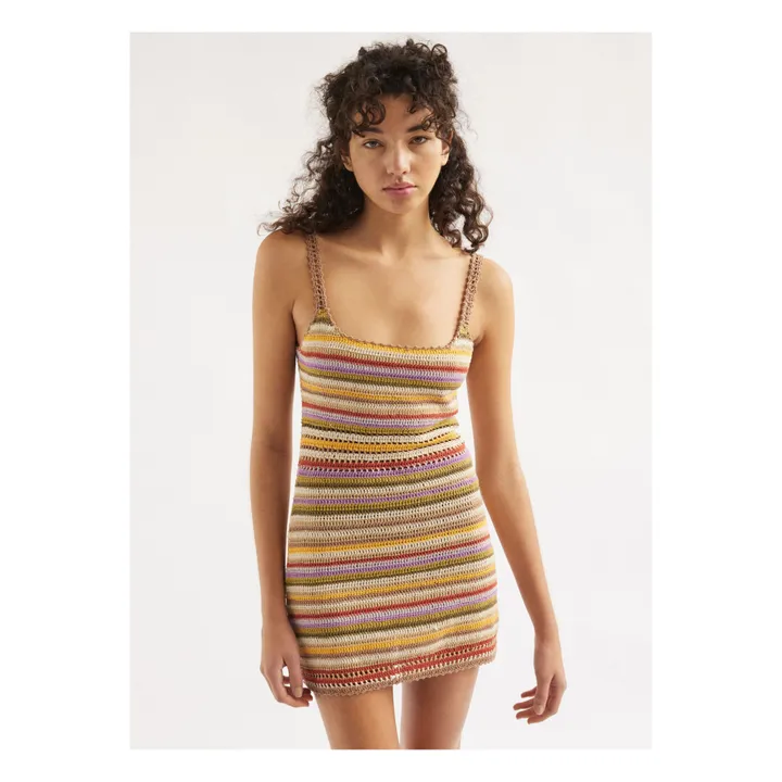 rahi crochet dress She Made Me - Rahi Mini Crochet Dress - Taupe brown