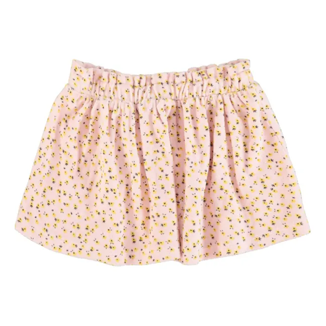 Organic cotton flower terry skirt | Pale pink