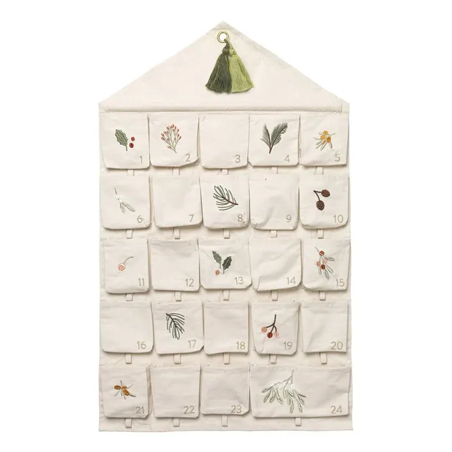 Calendario de Adviento bordado Yule Greens Algodón orgánico