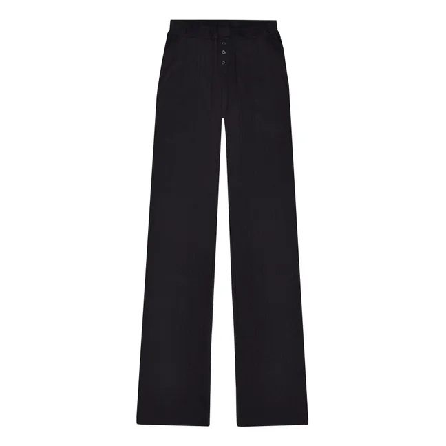 Lounge Pants Pointelle Organic Cotton | Black