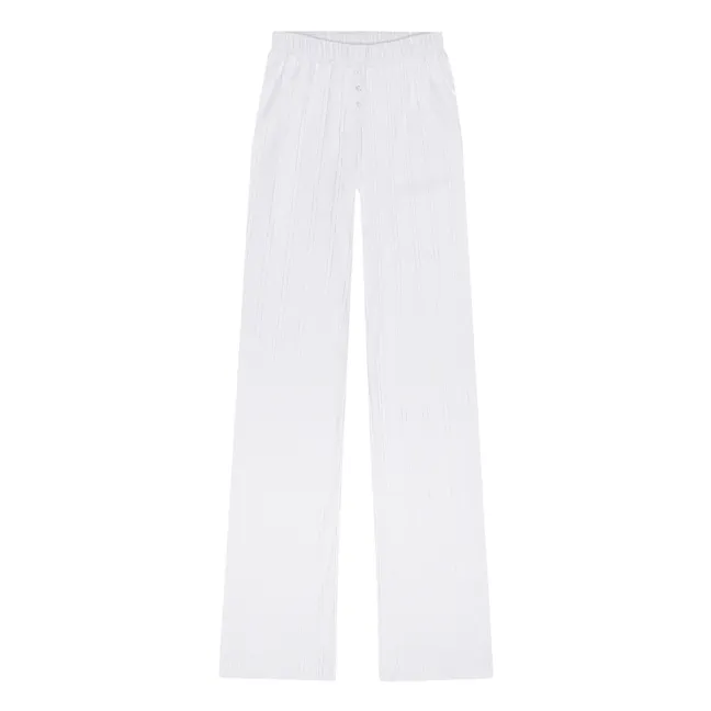 Pantalon Lounge Pointelle Coton Bio | Blanc
