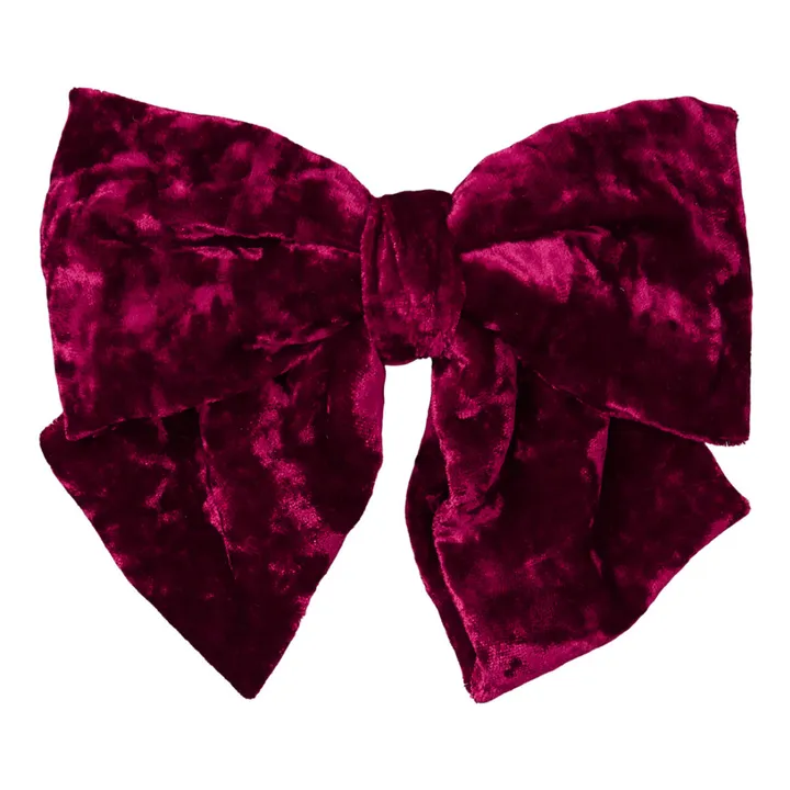 Velvet bow barette | Burgundy- Product image n°0