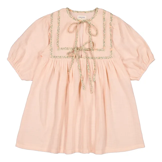 Kleid Paula Gaze aus Baumwolle | Pfirsichfarben