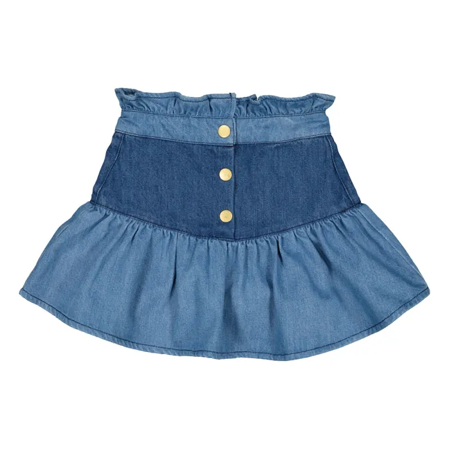 Denim Piping Skirt | Denim blue
